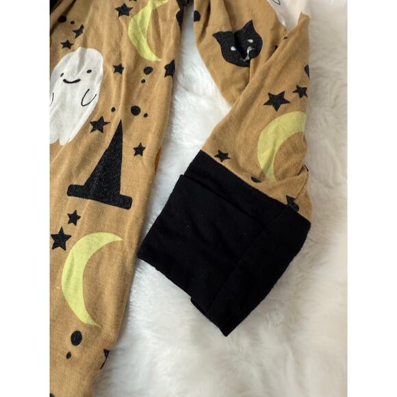 Emerson & Friends Bamboo Zip Pajama Halloween Brown Cat Ghost Stars Moon 12–18M* - Picture 7 of 9